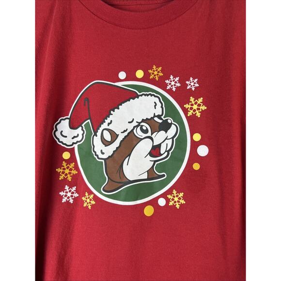 Buc-ee's Believe In The Magic Of Christmas Holiday T Shirt Red Medium Unisex - Picture 2 of 7